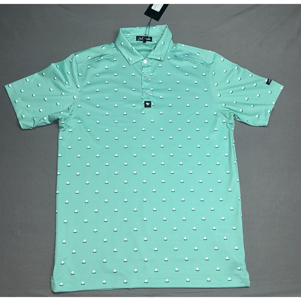 Bad Birdie Aim Point Dusty Jade Men's Pique Polo Golf Shirt NWT Size Large M